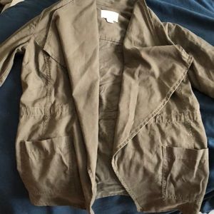 Olive green Caslon drape front cargo jacket